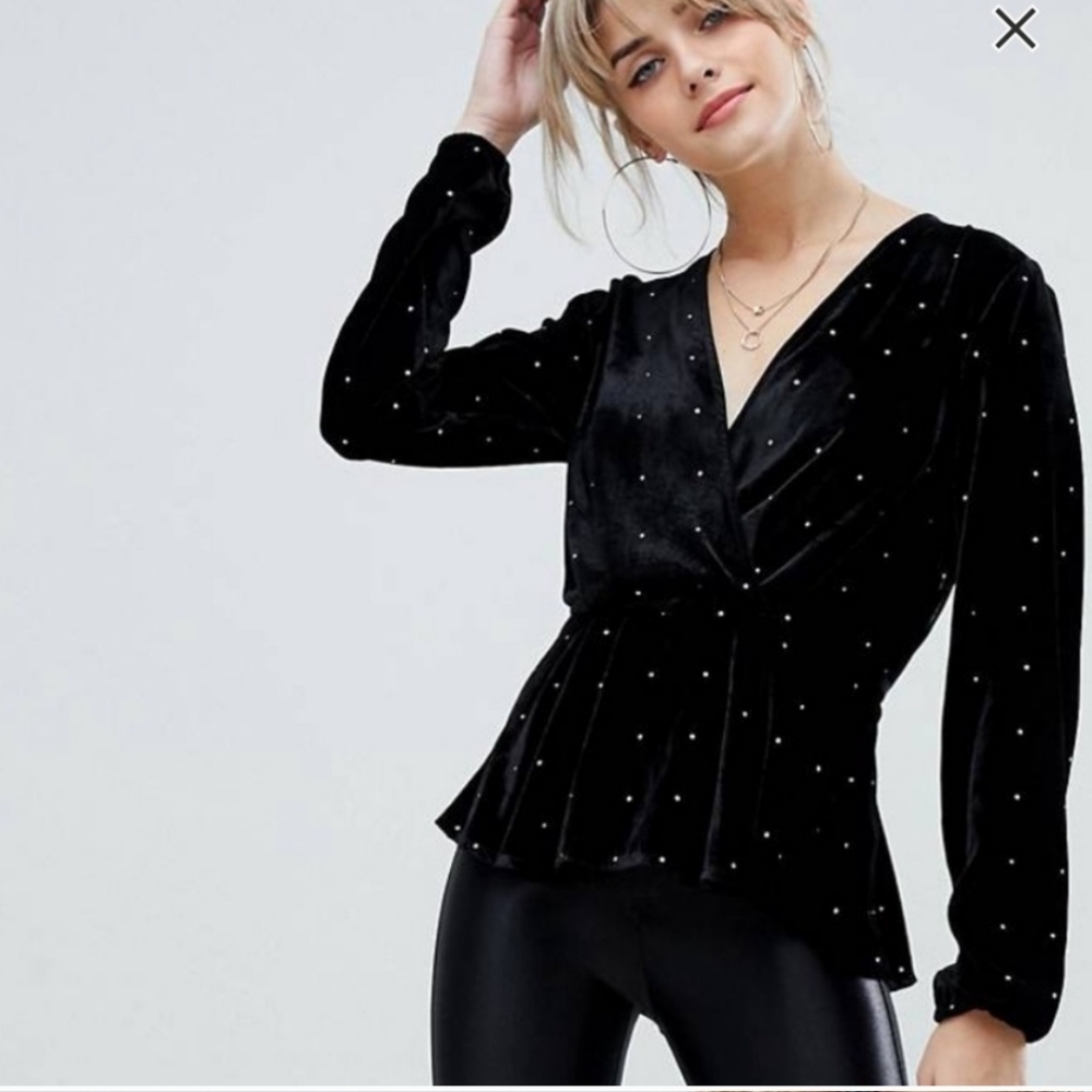 Velvet Sparkle Long Sleeve Top - S